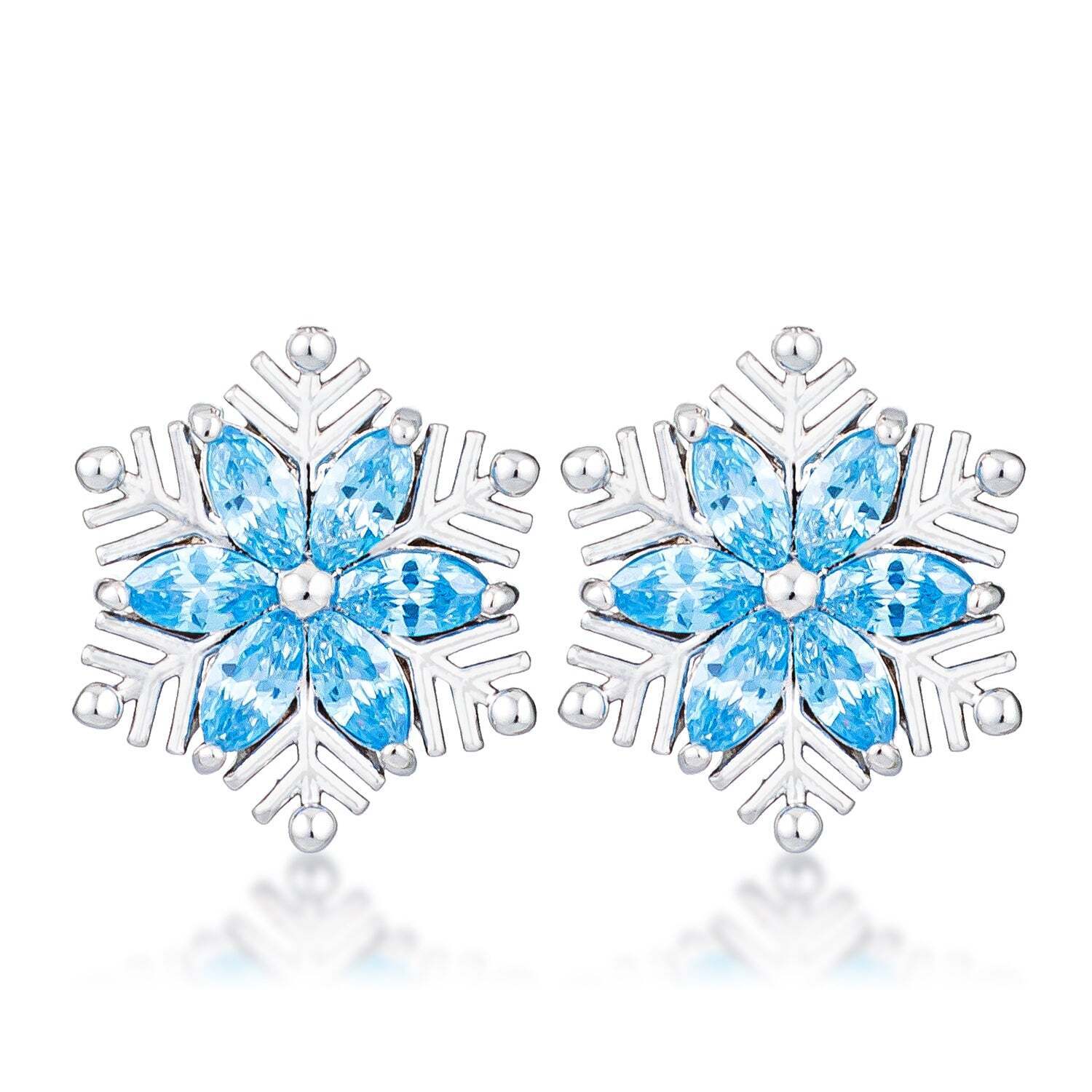 10ct Rhodium Plated Blue Green Snowman Cz Earrings 41$